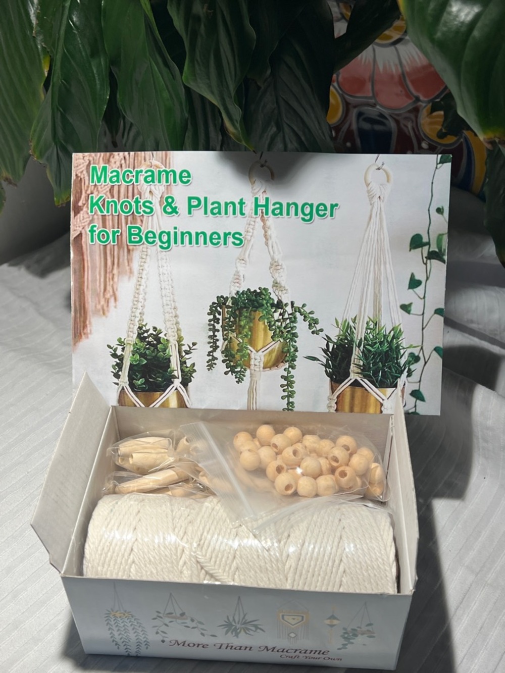 Macrame Knots & Plant Hanger Kit - Natural Cotton Rope & Wood Beads - Picture 6 of 16